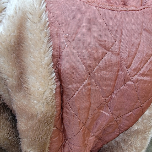 Vtg Bonders Calender Cloth Brown Faux Fur Lined Belted Coat USA No Size, - Picture 11 of 15